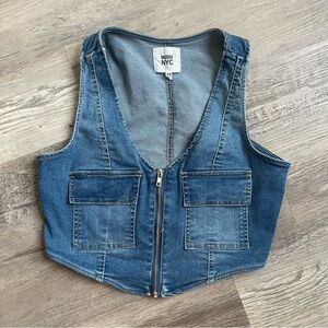 Western Denim Zip-Up Vest